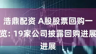 浩鼎配资 A股股票回购一览: 19家公司披露回购进展